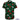 Green shirt with red and white floral pattern on a white background