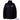 Customised Black puffer jacket with logos on a white background