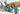 Group of people wearing matching teal shirts with a scenic background