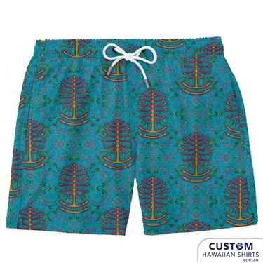 We were happy to make 3 different mens swim shorts for one of our local festivals. We are based on the Sunshine Coast, QLD and Woodford has been a favourite of ours to visit for many years. These were available for sale in their merch tent. Custom Swim Shorts A soft 4-way stretch poly/lycra blend
