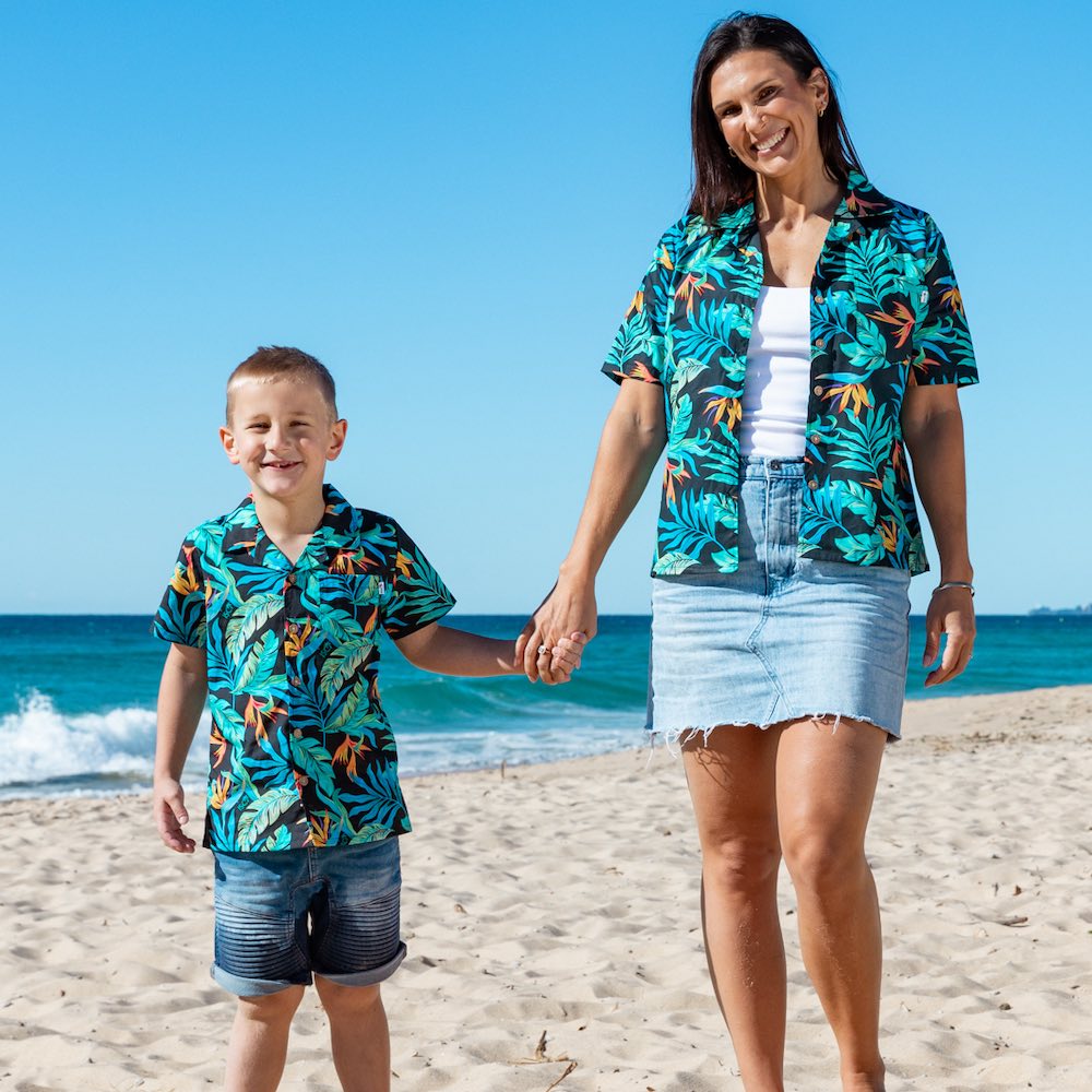 Swoop on this season's must-have! These shirts are going to make the perfect addition to your little boy's wardrobe.  A modern tropical shirt made from a breathable and lightweight cotton material makes them perfect for your little grom wearing them in the hot summer months.