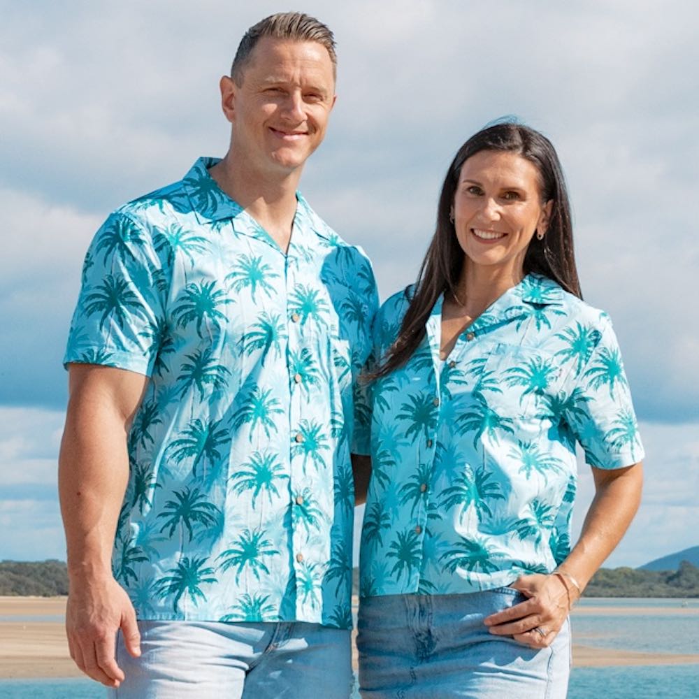 True Blue. For him and you. Coordinate with your Casanova..cue the jealous looks with this matching set. This breathable and lightweight cotton material makes them perfect for wearing in the hot summer months and for Staff Uniforms! A popular choice for Conferences and Corporate events.  Shooting style goals as a duo. Also pairs perfectly with matching Swim Shorts or Kids Shirts! View the Island Blues Collection.