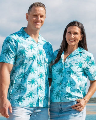 True Blue. For him and you. Coordinate with your Casanova..cue the jealous looks with this matching set. This breathable and lightweight cotton material makes them perfect for wearing in the hot summer months and for Staff Uniforms! A popular choice for Conferences and Corporate events.  Shooting style goals as a duo. Also pairs perfectly with matching Swim Shorts or Kids Shirts! View the Island Blues Collection.