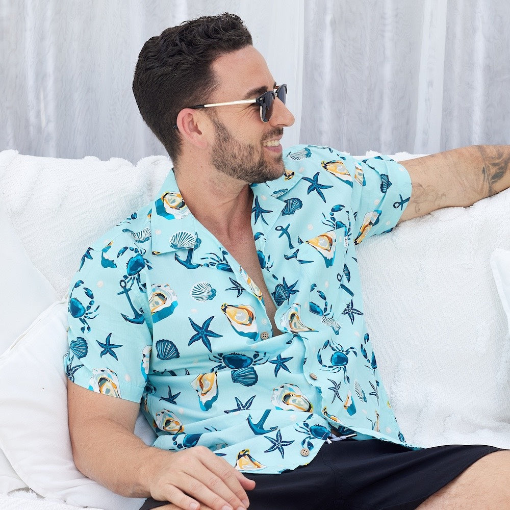 Under The Sea Mens Hawaiian Shirt Tropical Cruise Resort
