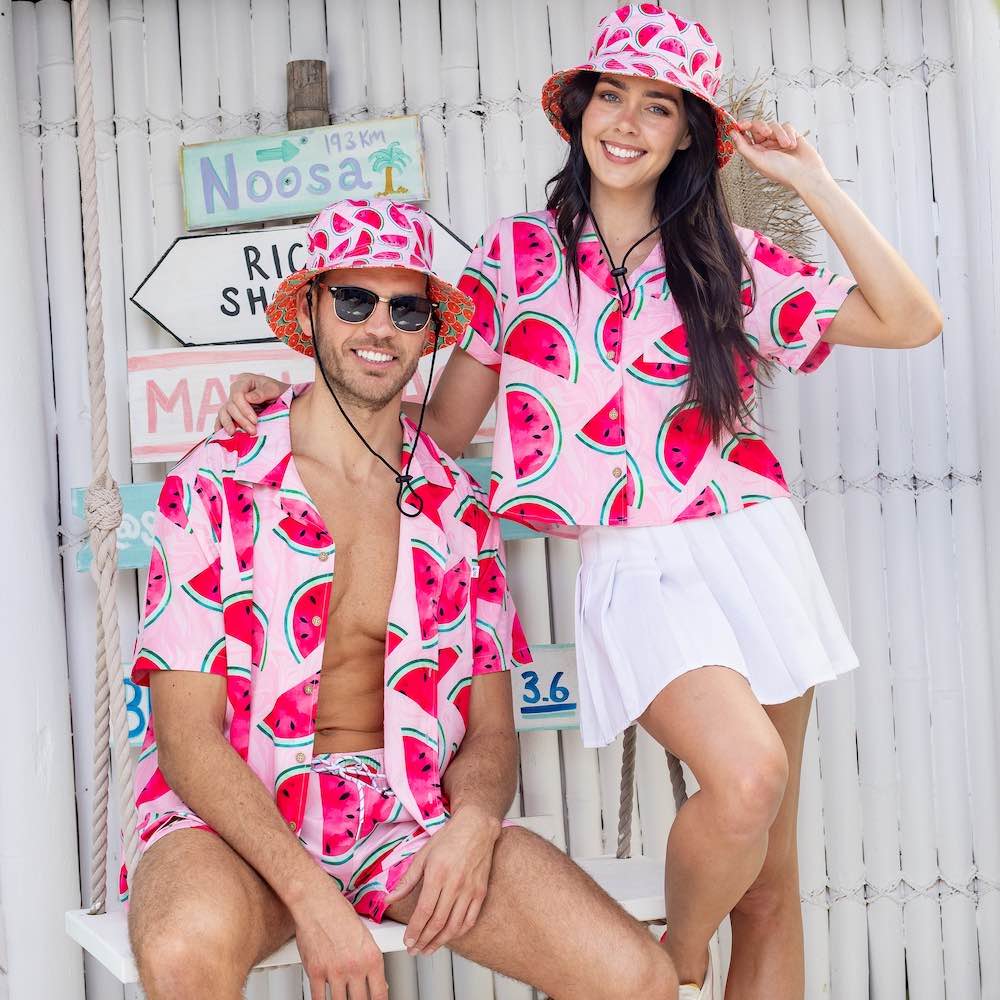 Bringing you the perfect way to top off your show-stopping Festival 'fit. Get two for the price of one with our reversible bucket hats. One side is our Shake Ya Melons and the other side is our Groovy Grapefruit. Pimm's o'clock is approaching; you pour, we've prepped the fruit.