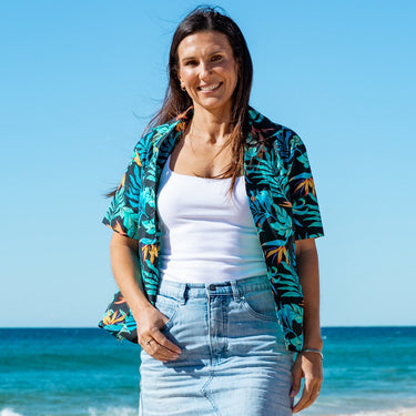 Experience next-level Aloha elegance with one of our Ladies Cut Hawaiian shirts! Pretty and perfunctory, these fabulously fresh looks take you from day to night, beach to boutique. This breathable and lightweight cotton material makes them perfect for wearing in the hot summer months and for Staff Uniforms!