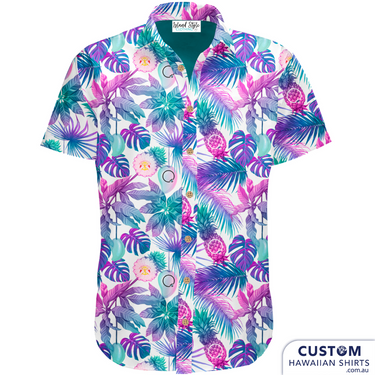 Southport Yacht Club on the Gold Coast had new personalized Hawaiian shirts for staff uniforms and merch. 100% Cotton 1 x chest pocket Coconut shell buttons