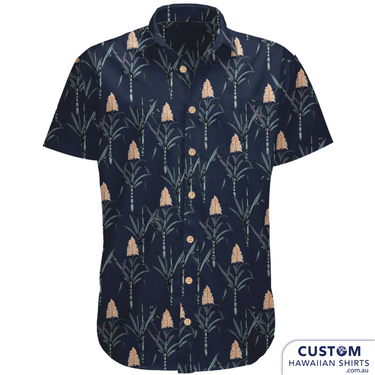 a blue hawaiian shirt with pink flowers on it