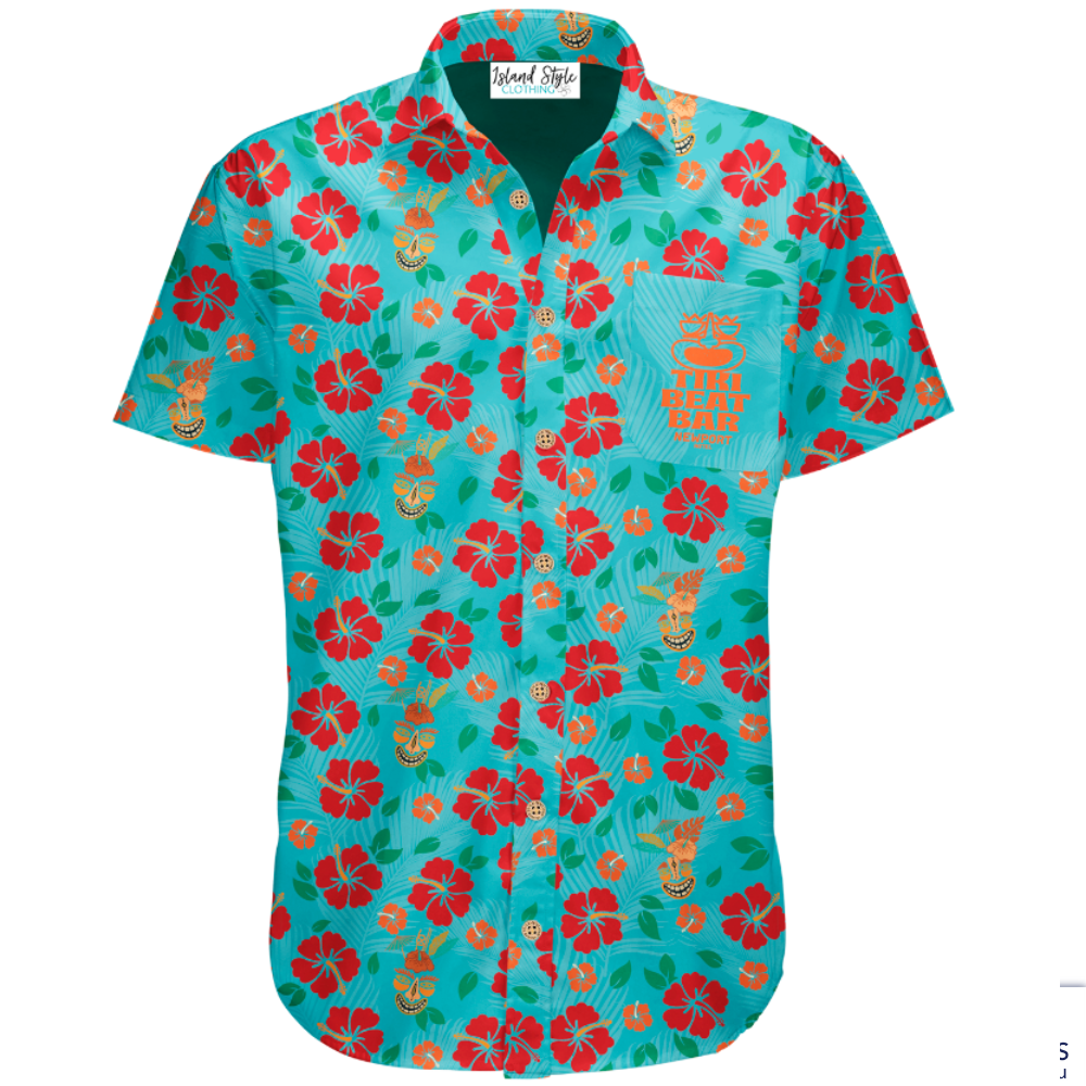 A cool custom design for Newport Hotel, Tiki Beat Bar in Western Australia. Featuring hibiscus flowers and tiki faces plus logo on the pocket. Very tropical Bar and Hotel staff uniforms. This sure looks like the place to be when you are in Perth. Soft touch rayon Coconut buttons Do you need any custom uniforms for your bar or hotel? Enquire now.