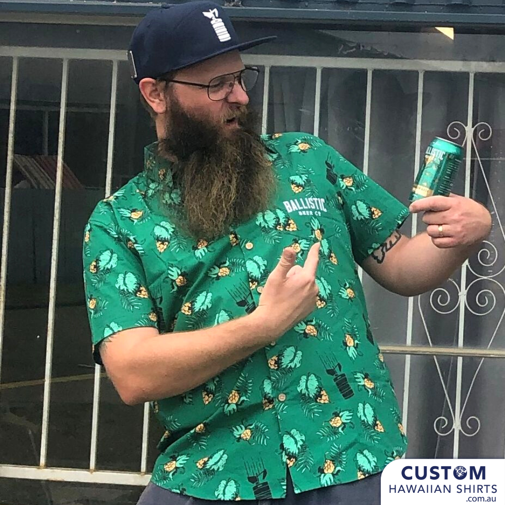 Like a draft grenade - these uniforms go off with a bang! We knew we'd have to break out the big guns to impress the discerning palette of Ballistics Beer Co. of Brisbane. What our custom hawaiian shirt collaboration achieved is absolute dynamite.