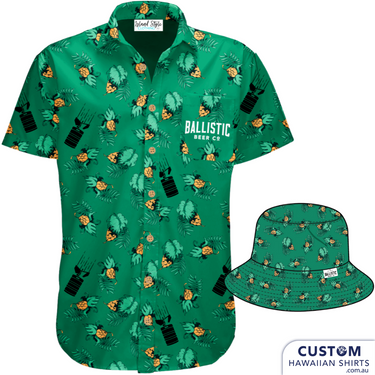 Let our team of style shamans craft you a look as rich in individual character as your product. Hop to it. We knew we'd have to break out the big guns to impress the discerning palette of Ballistics Beer Co with these custom hawaiian shirts. What our collaboration achieved is absolute dynamite.