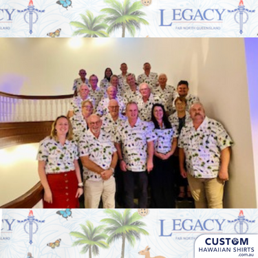Cairns Legacy Club - FNQ Legacy Conference Shirts. Ridgey Didge best conference shirts ever. Distinctly Aussie and uniquely theres! Designed with Australian flora and fauna. Featuring crocodiles, cassowaries, kangaroos just to name a few. 100% Cotton Coconut embossed buttons