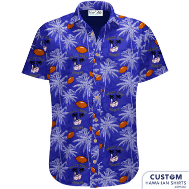 Pally Pigs Golden Oldies Rugby, Western Australia ordered new customized Hawaiian shirt uniforms. Hawaiian Shirts Open classic collar Embossed coconut buttons Soft touch rayon