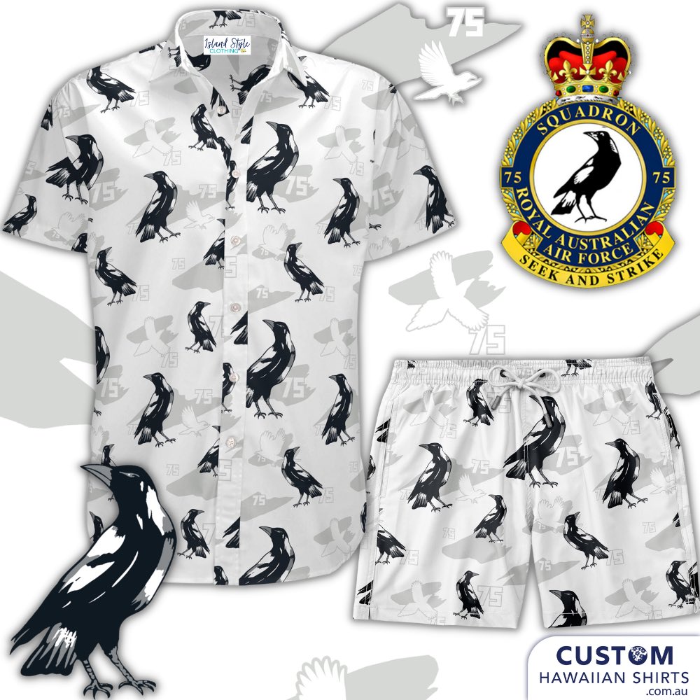 Talk about shirtfronting the Competition - prepare to be gobsmacked like going 3 rounds with Anthony Mundine. The 75th Squadron's style torpedos imposters. Winning the trend turf war for the Aussies... 75 SQD, RAAF - Aussie Military. Custom Hawaiian Shirts Matching Shorts 100% Cotton