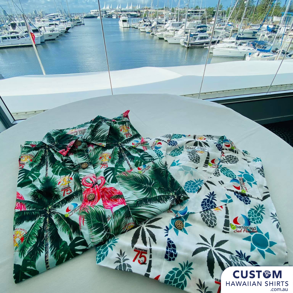 Southport Yacht Club's new custom hawaiian shirt hospitality uniforms