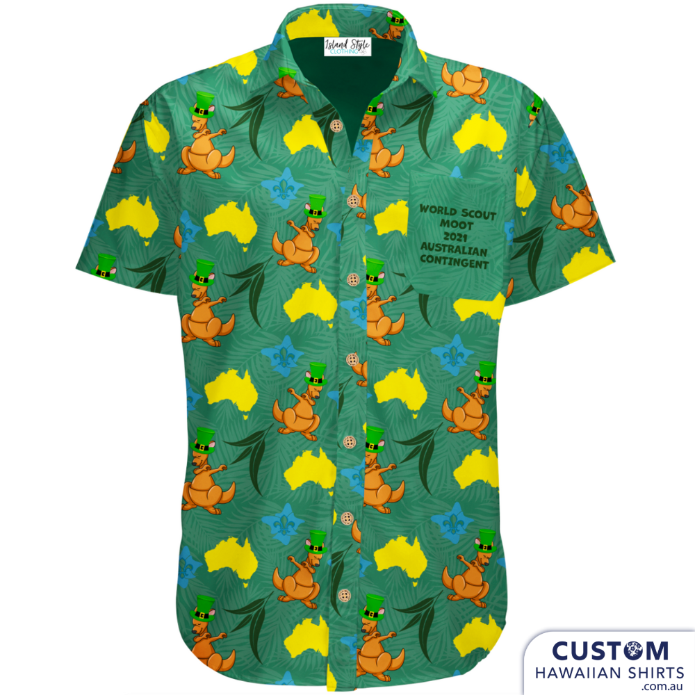 Personalised Scout Shirts made for the World Scout Moot 2020. Outdoor education and Youth Clubs - you don't need to scout around for apparel as adventurous as your members Custom Hawaiian Shirts