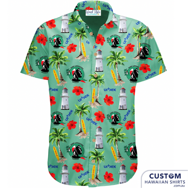 Mackay Surf Life Saving Club in Queensland wanted some new custom uniforms featuring their iconic lighthouse, palms, rescue boards, hibiscus flowers, their logo and their sponsors logo 'Urbex'.