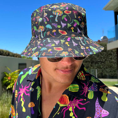 Bringing you the perfect way to polish off your show-stopping Festival 'fit. Get two for the price of one with our reversible bucket hats. One side is our Lucid Dreams and the other side is Magic Mushrooms. Not mushroom for improvement, is there?