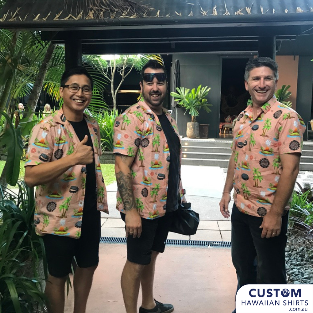 These glamourous gentlemen make the manholes - but our shirts make the man. EJ Australia with their new Personalised Corporate Uniforms. Custom Hawaiian Shirts
