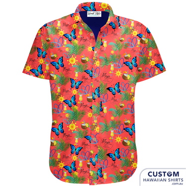 Move Online Marketing - Personalised Uniforms for this amazing company in Townsville, Qld. They supplied their own artwork that features the Ulysses butterfly from Dunk Island and they also have a version in blue as they were so happy with the quality. Loving all their team pics. If you need some digital agency work we highly recommend this awesome crew. Soft touch rayon Chest pocket Coconut buttons