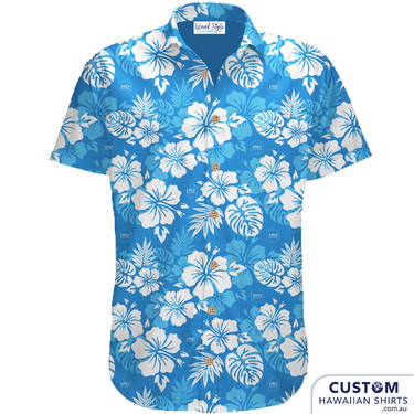 Blue Custom floral Conference Shirts
