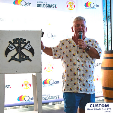 Southport Yacht Club on the Gold Coast had new personalized Hawaiian shirts for staff uniforms and merch for sale for club members and fans. 100% Cotton 1 x chest pocket Coconut shell buttons