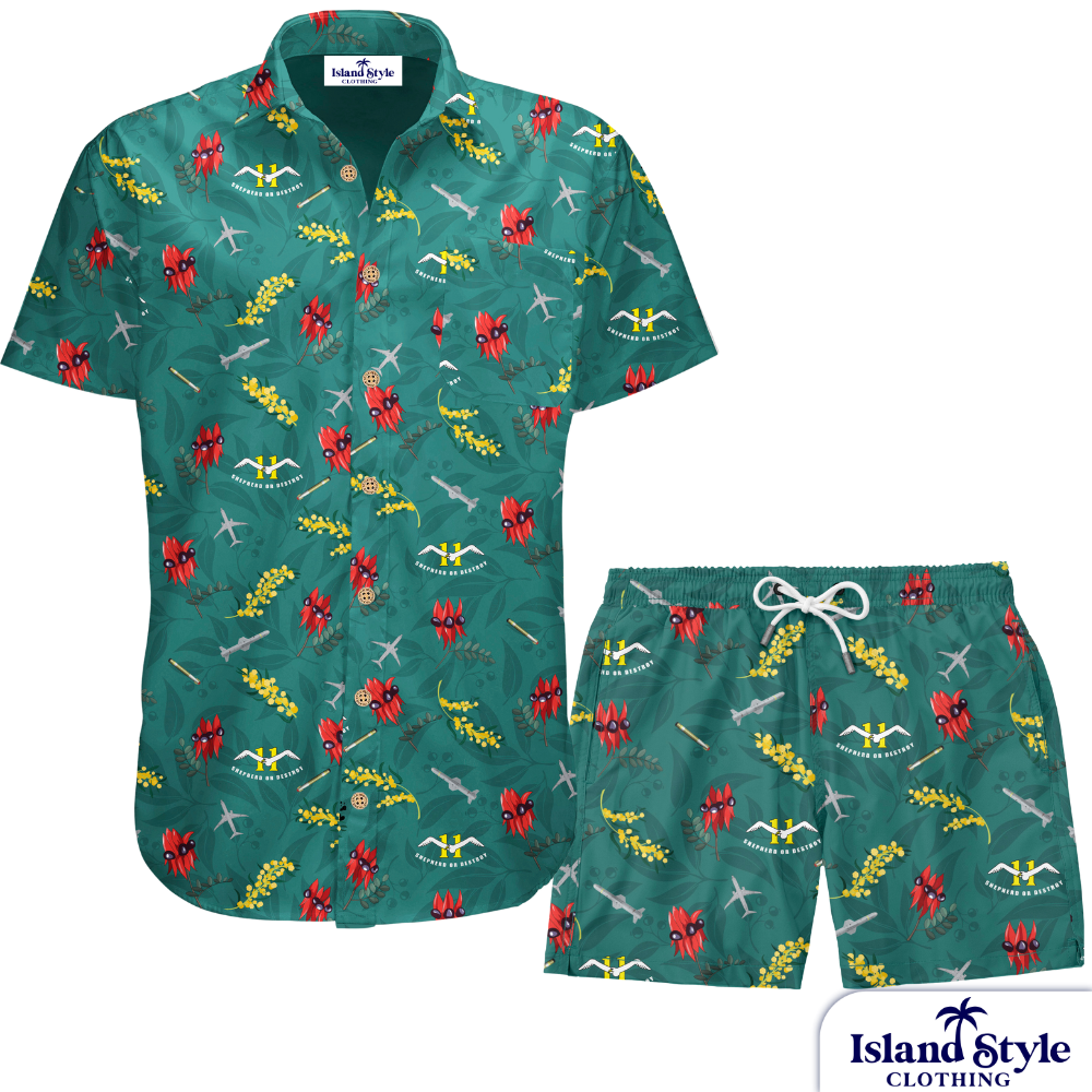 11 SQN RAAF, ADF ordered new Custom Military Hawaiian Shirts. We added Australian flowers and leaves so they look more like Aussie Shirts not Hawaiian Shirts. These are off-duty essentials.