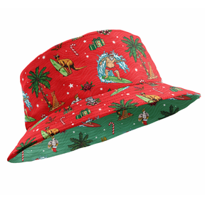 We heard on the bush telegraph that Island Style Clothing has new Christmas designs! Dive into the festive spirit with this Aussie Christmas Red Bucket Hat!  Red one side and green the other. You'll be spreading cheer and keeping the sun out of your eyes with its reversible design. So, get your hat on and get ready for a ho-ho-holiday season!  View other matching items in the Aussie Christmas Collection.