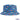 Blue bucket hat with fishing-themed pattern on a white background
