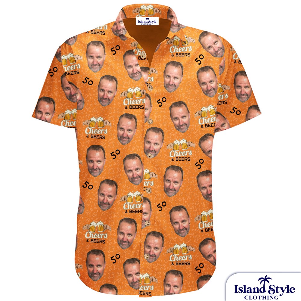 Cheers and Beers 50th Birthday Face Custom Shirts