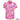 Pink shirt with cocktail and face patterns on a white background