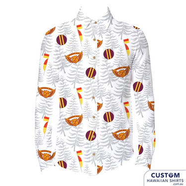 Long sleeve custom surf club shirt with logos and flags