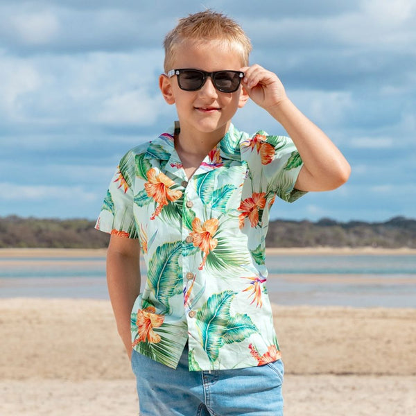Hawaiian Dresses For Boy Green Paradise Kids Hawaiian Shirt