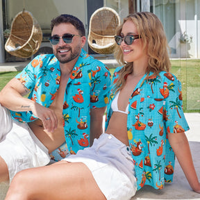 A swimmingly good time awaits in our Christmas Pool Party shirts! This matching couples' set is sure to "ruffle some feathers" - each 100% cotton shirt featuring Santa sipping cocktails on his pool floaty, flanked by reindeer, flamingos and more!  Ideal for a sizzling Aussie summer, don't forget to grab the matching bucket hats and kids' shirts to complete the look. Ho ho ho-ly festive fun!