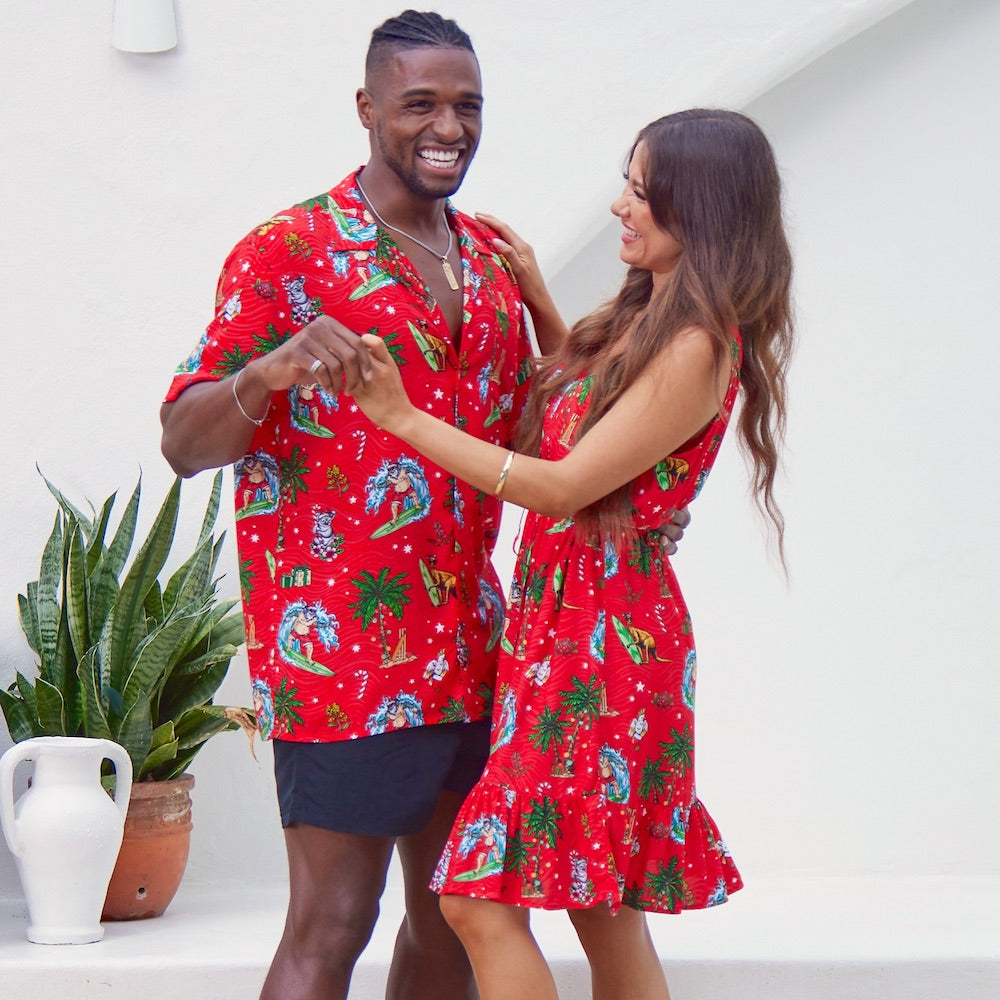 Tropical Hawaiian Luau Christmas Party Outfit Couple Matching Hawaiian Luau Cruise Christmas Outfit Shirt Dress Santa Tropical Hawaiian Luau Christmas Party Outfit Couple Matching Hawaiian Luau Cruise Christmas Outfit Shirt Dress Santa