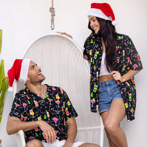 Spread some holiday cheer in this unique Christmas Spirits shirt! Featuring colourful cocktails and twinkling Christmas lights, it's sure to make you shine brighter than any festive Christmas tree. Who says Christmas only comes once a year? ;)