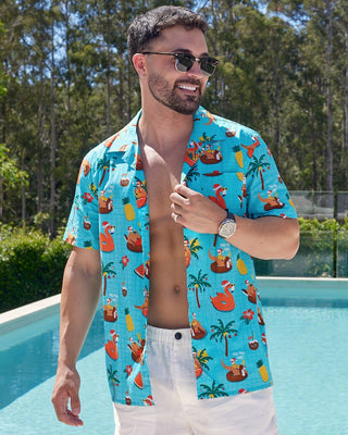 Looking for a shirt to make a splash this holiday season? The Christmas Pool Party shirt is perfect for guys who love to take the plunge in style! Crafted from quality 100% cotton, this festive shirt features Santa sippin' on some cocktails, surrounded by pool floaties and reindeer - plus, we even have the matching shirts for the whole fam! Dive in!