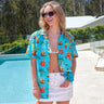 It's the perfect way to stay cool when the holiday weather turns hot! Rock this Christmas Pool Party Hawaiian shirt and you'll be the life of the party. Let all your family and friends know you don't take yourself too seriously - guaranteed to impress! So dive in - this shirt is sure to make a splash!  Level up the look and add the matching Shirt for him. View the Christmas Collection. 