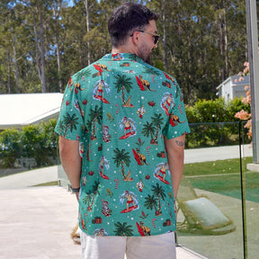 Leave the turkey carving to someone else, you'll be carving up the scene. Our crowd-pleasing 'Aussie Christmas Hawaiian Shirt' was so popular we also made it this year in red. This is Santa in all his festive glory, kicking back and hitting the waves on his time off. No snowflakes, just bold Australian animals and native Australian flora!  