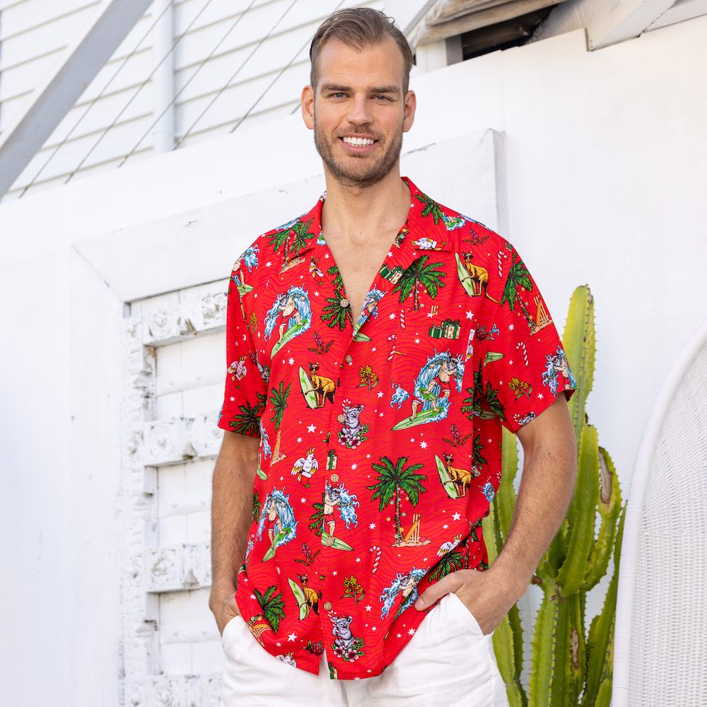 xmas dress shirts Aussie Christmas Red