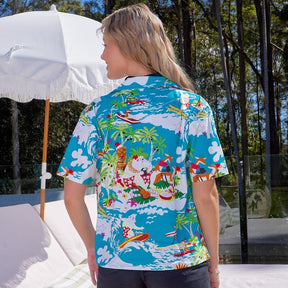 This Blue Surfing Santa Christmas Shirt is the perfect way to spread holiday cheer! Made from 100% Cotton, this fun and festive shirt features a unique graphic design of Santa surfing waves.   You’ve come to the right place for all your Christmas Clothing Essentials!  View matching items for your whole group or family the Christmas Collection. 