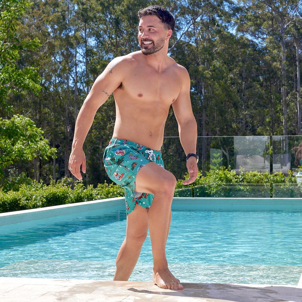 Aussie Christmas Green | Xmas Swim Shorts Festive Beachwear