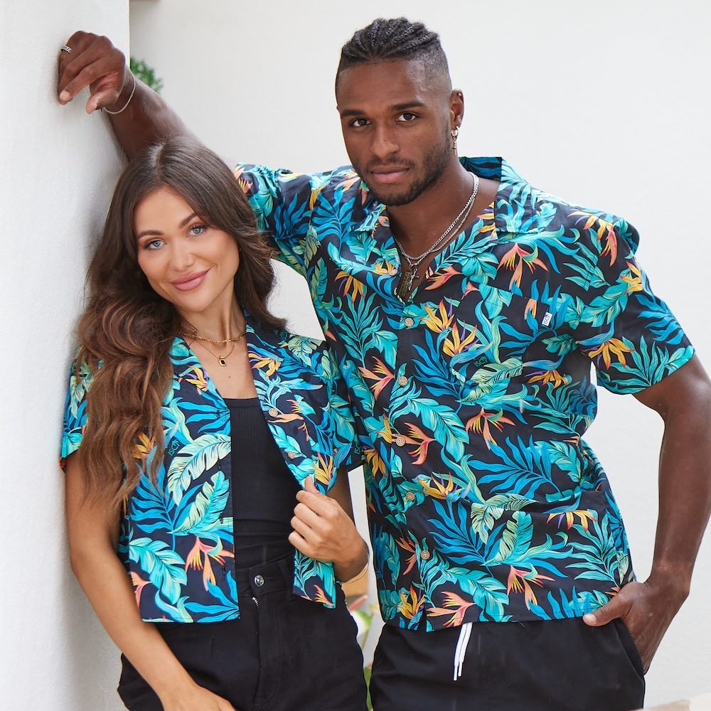 Step into summer in this Jungle Fever Hawaiian Crop Shirt, this shirt steers itself away from the ordinary. The lightweight material of this shirt is perfect for hot days while its short-sleeve design provides all-day comfort.  Level up the look and add matching Swim Shorts or a Shirt for him.  View the Jungle Fever Collection.