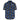 A short-sleeve button-up shirt in navy blue with an all-over print of solar panel icons, lightning bolts, light bulbs, and waves in yellow, white, and light blue. The brand name 'Sunshine Sparkies' is printed on the left chest.