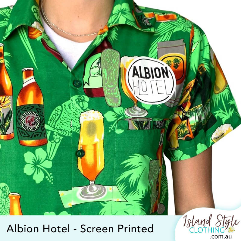Albion Hotel CREW Uniforms customised Hawaiian Shirts