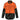 A long-sleeve button-up shirt with a bright orange upper body and black patterned sleeves and lower hem, featuring green leaf motifs and small white 'CB' logos.