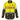 A long-sleeve high-visibility work shirt with a bright yellow upper body, gray reflective horizontal stripes, and black floral-patterned lower body and sleeves. Features a collar, button front, two chest pockets, and a 'CB Longterm' logo on the left chest.