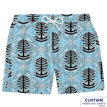 We were happy to make 3 different mens swim shorts for one of our local festivals. We are based on the Sunshine Coast, QLD and Woodford has been a favourite of ours to visit for many years. A very funky Aussie print main image is a Bunya tree.  These were available for sale in their merch tent.  Custom Swim Shorts A soft 4-way stretch poly/lycra blend