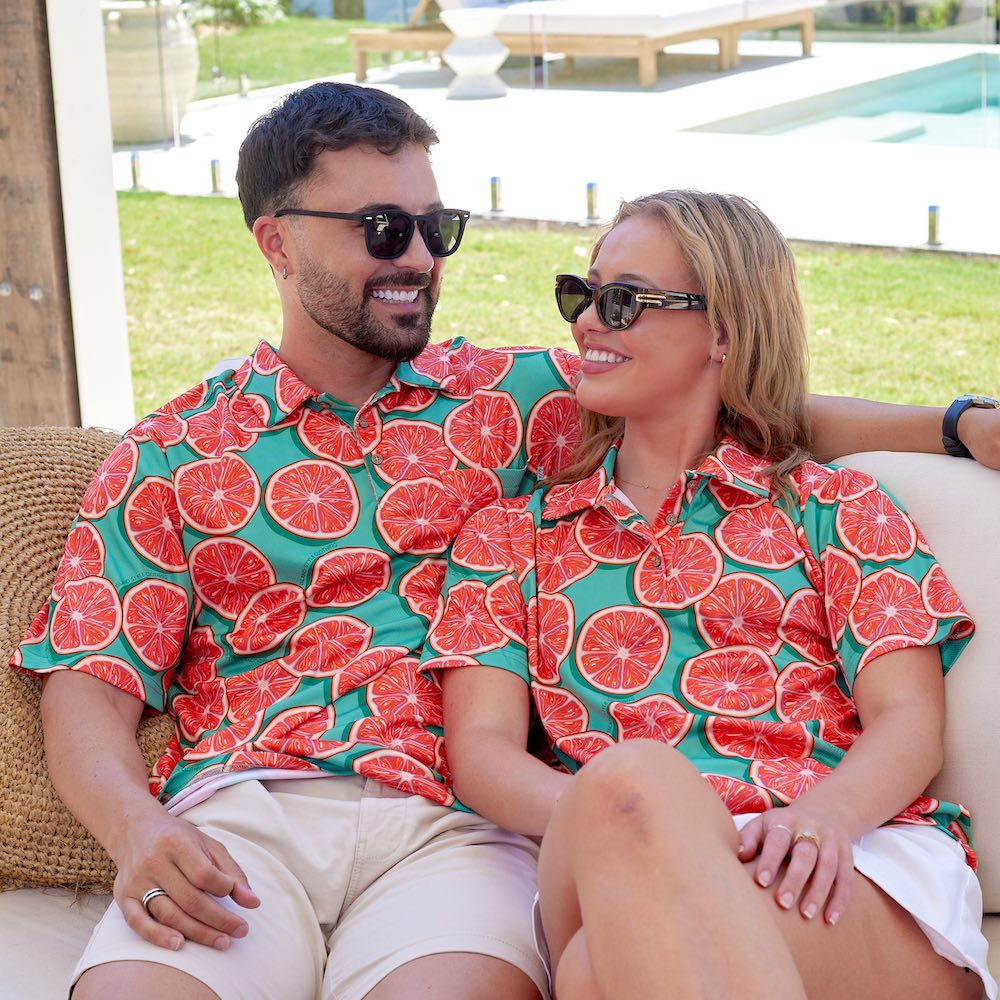 Show off your style with our Groovy Grapefruit polo! Crafted with a comfortable fit and stretchy fabric, this polo is perfect for your next round of golf or for just kicking back and lounging around. With its vibrant colours and hip design, it's sure to be a hole-in-one!