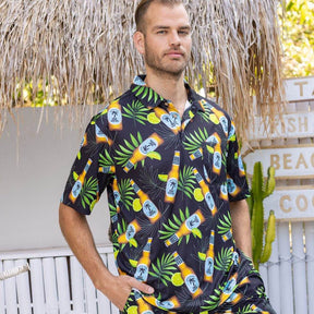 Our Happy Hour Mens Golf Polo Shirt & Shorts set will have you ready to tee off in style. With a slick design and quality construction, you'll be playing your best round ever — no mulligans required! ;) .  Our Golf Polo Shirts, are made from a super lightweight, stretch, and breathable material. Plus our Shorts are made from recycled plastic bottles. 